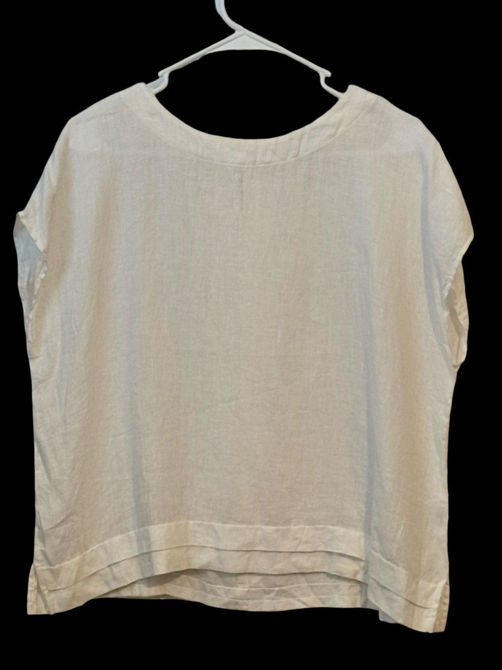 Linen White Minimalist Boxy Womens Top Medium Vivid Lagenlook Coastal Beach